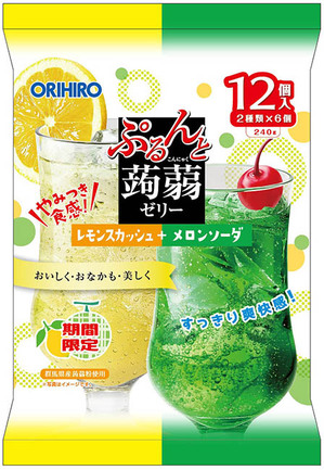 ぷるんと蒟蒻ゼリーパウチ レモンスカッシュ＋メロンソーダ | オリヒロ